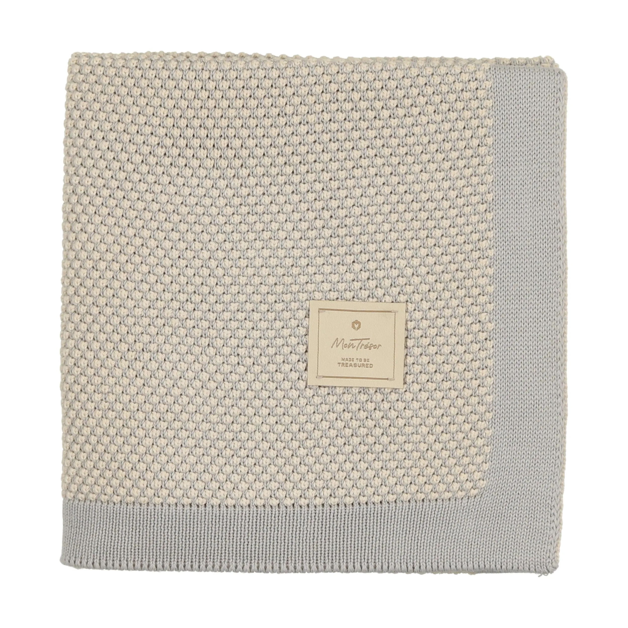 Mon Tresor Baby Two-Tone Knit Blanket