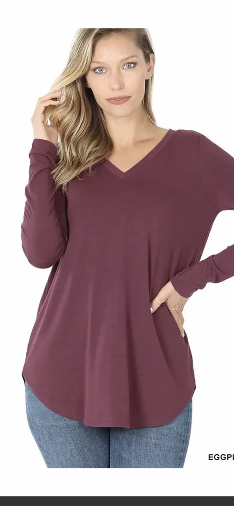 New! Premium Long Sleeve V Neck Top Size 3X