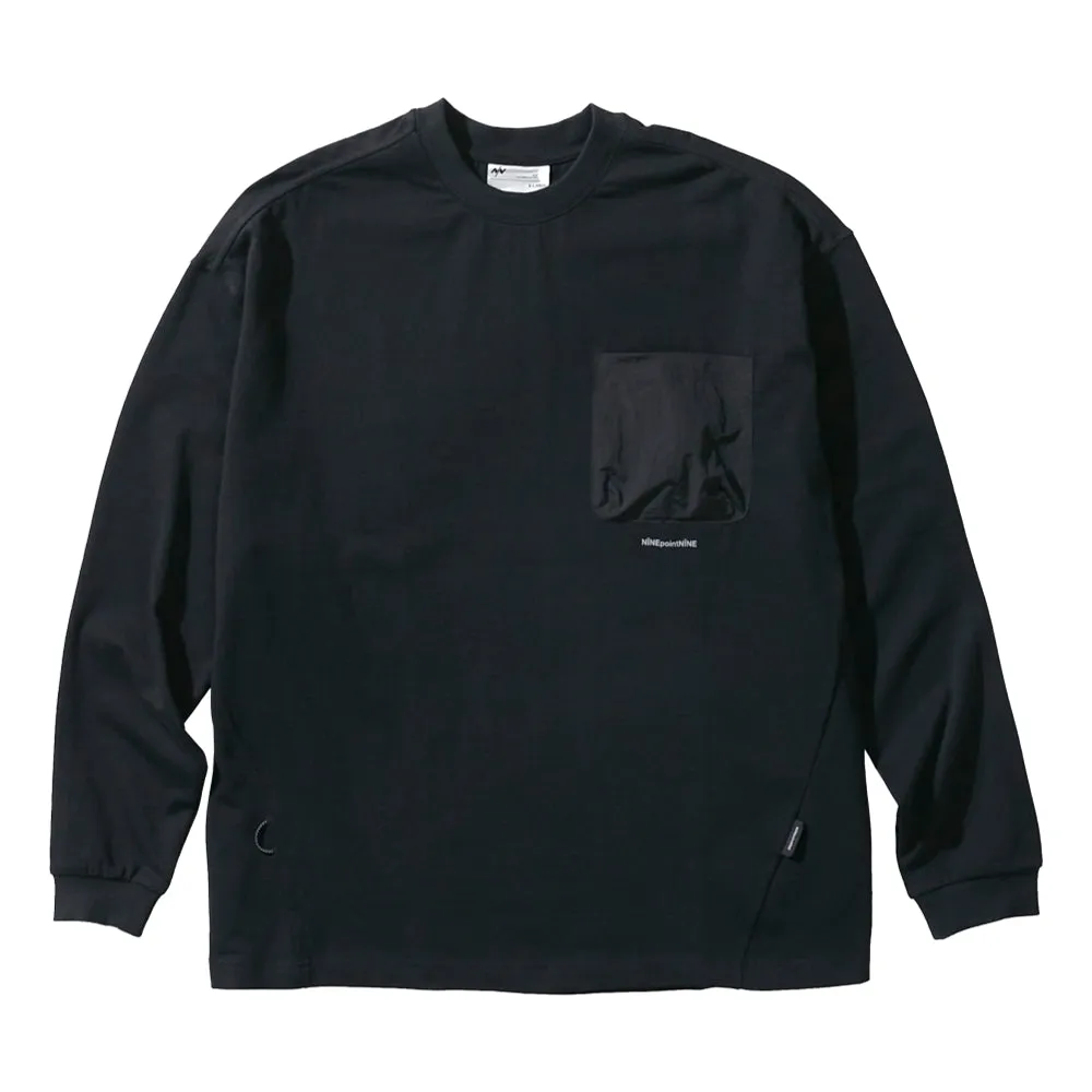 NINE POINT NINE ELEMENT POCKET LONG SLEEVES TEE-BLACK