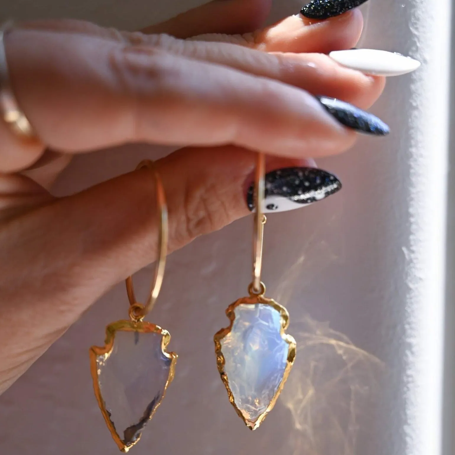 Purity Opalite Arrowhead Gold Hoop & Necklace Set