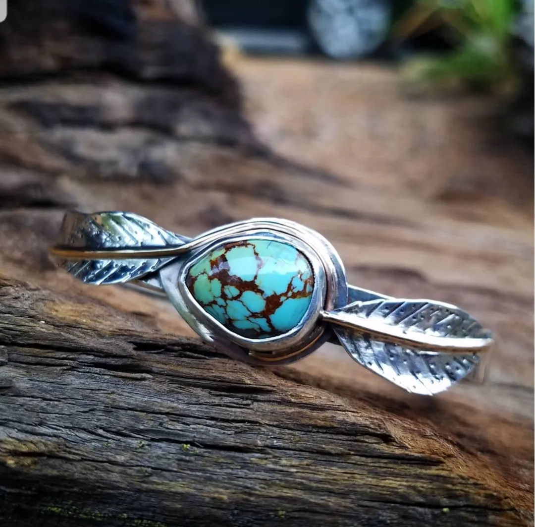 Royston Turquoise Leaf Cuff