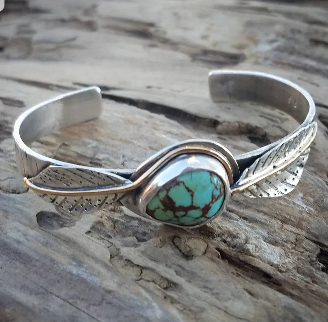 Royston Turquoise Leaf Cuff