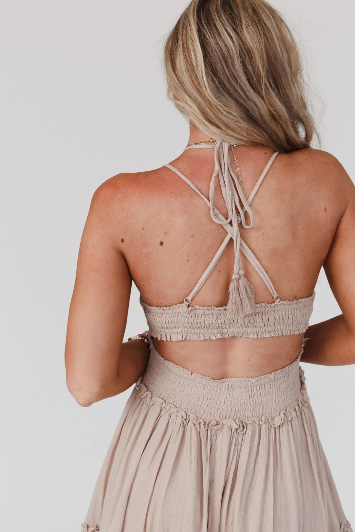 Set Apart Open Back Mini Dress - Taupe