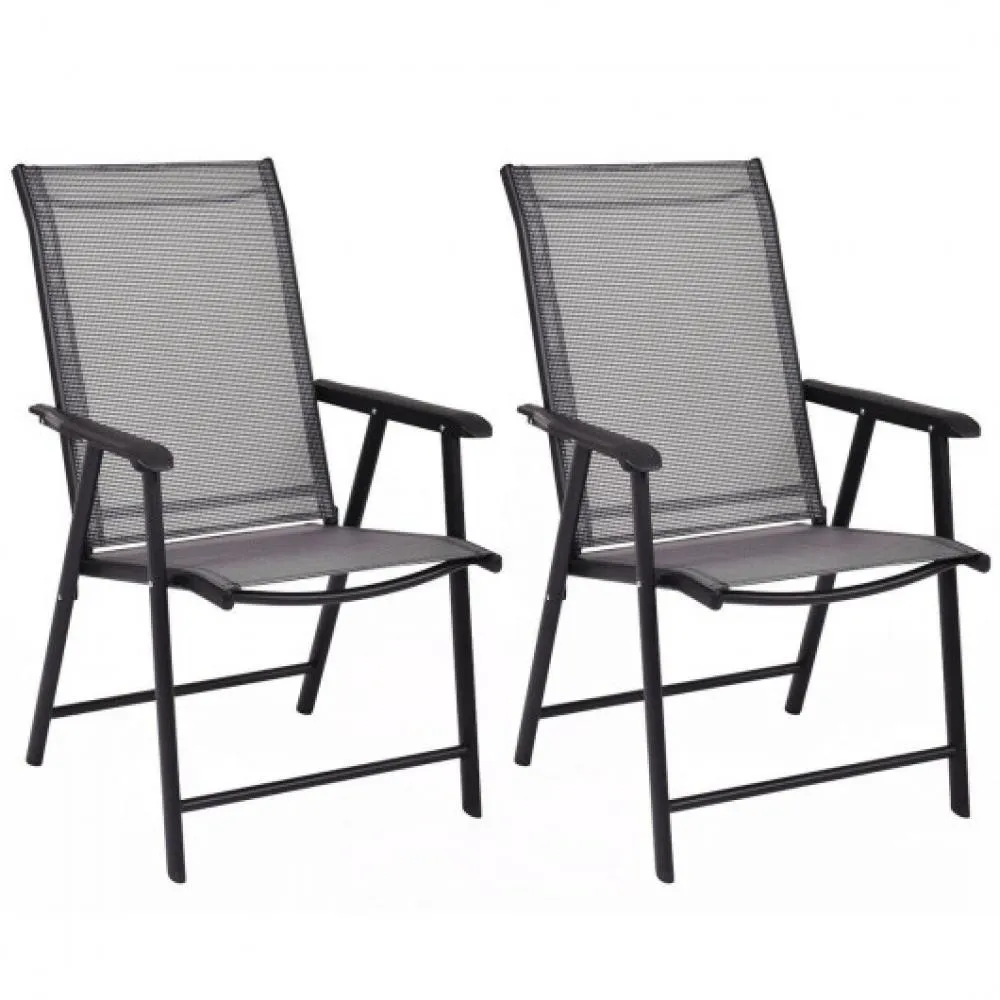 Set of 2 Outdoor Patio Folding Chairs-Gray