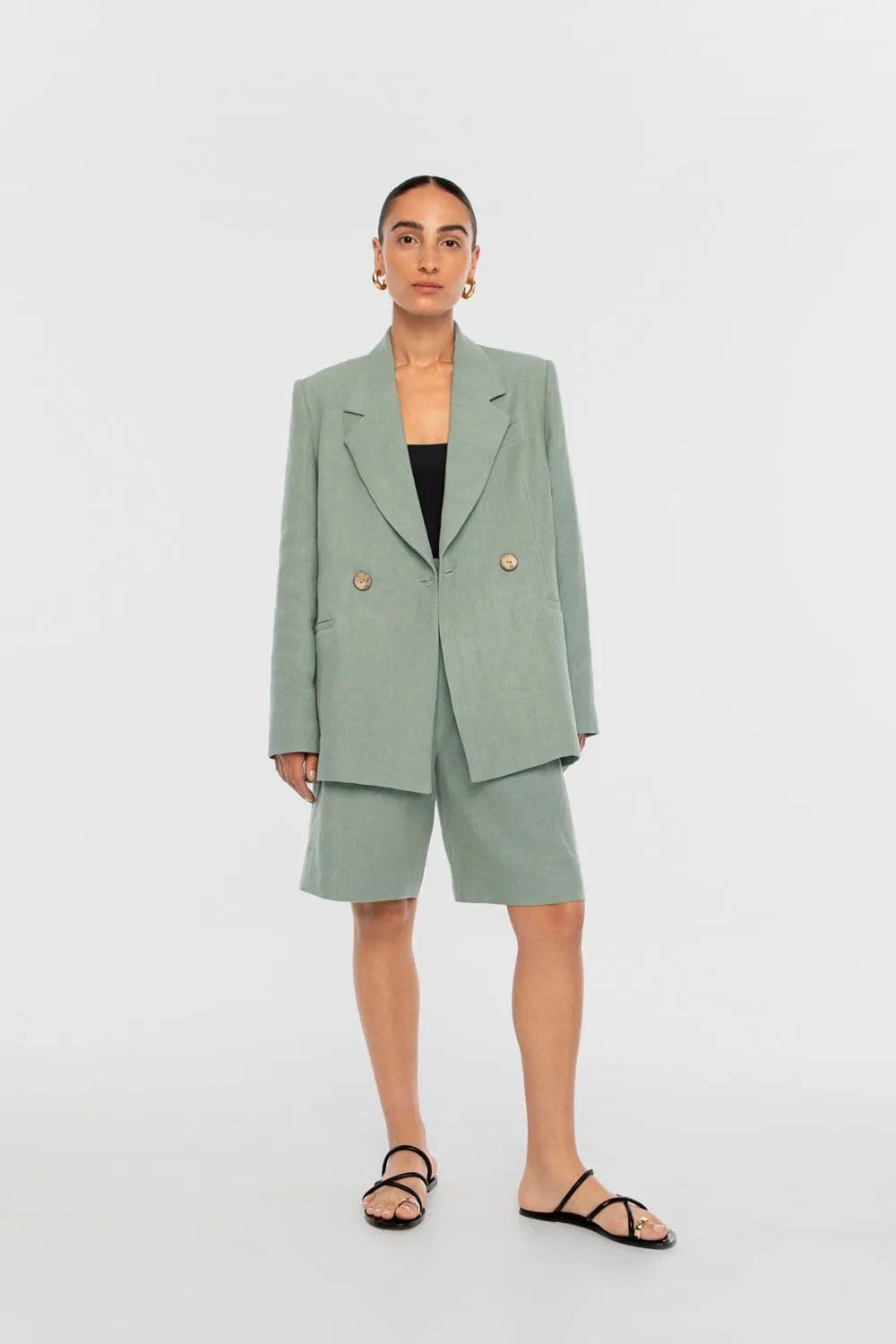 Signature Linen Double-Breasted Blazer