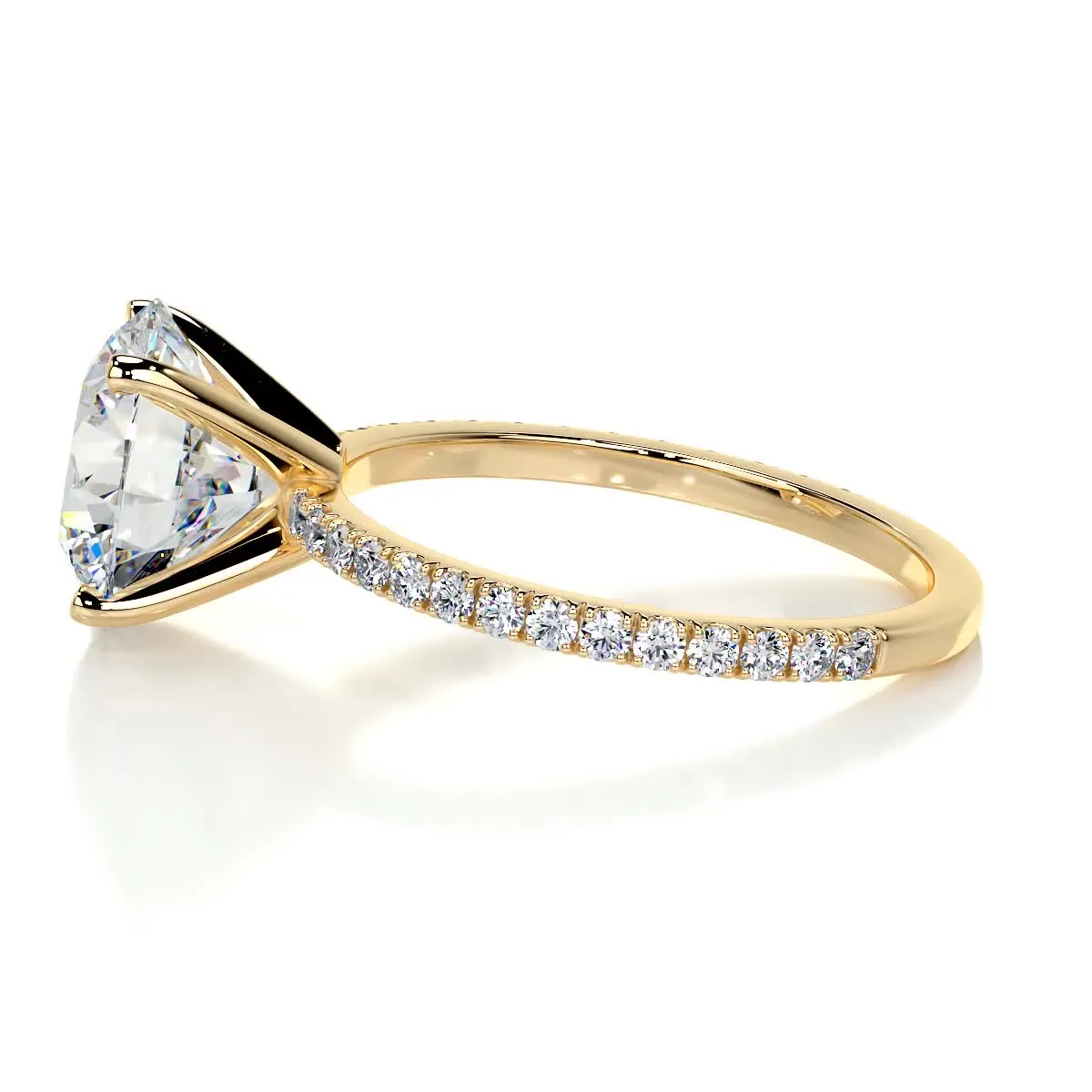 Stephanie Moissanite & Diamonds Ring -18K Yellow Gold