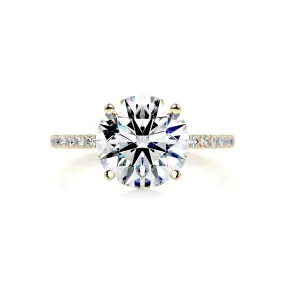 Stephanie Moissanite & Diamonds Ring -18K Yellow Gold