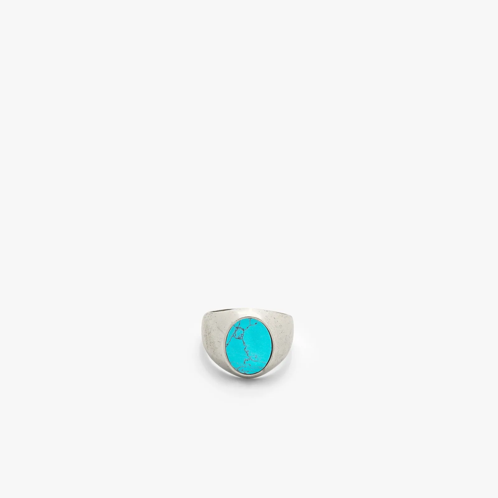 Sterling Silver Smooth Signet Ring with Turquoise Stone