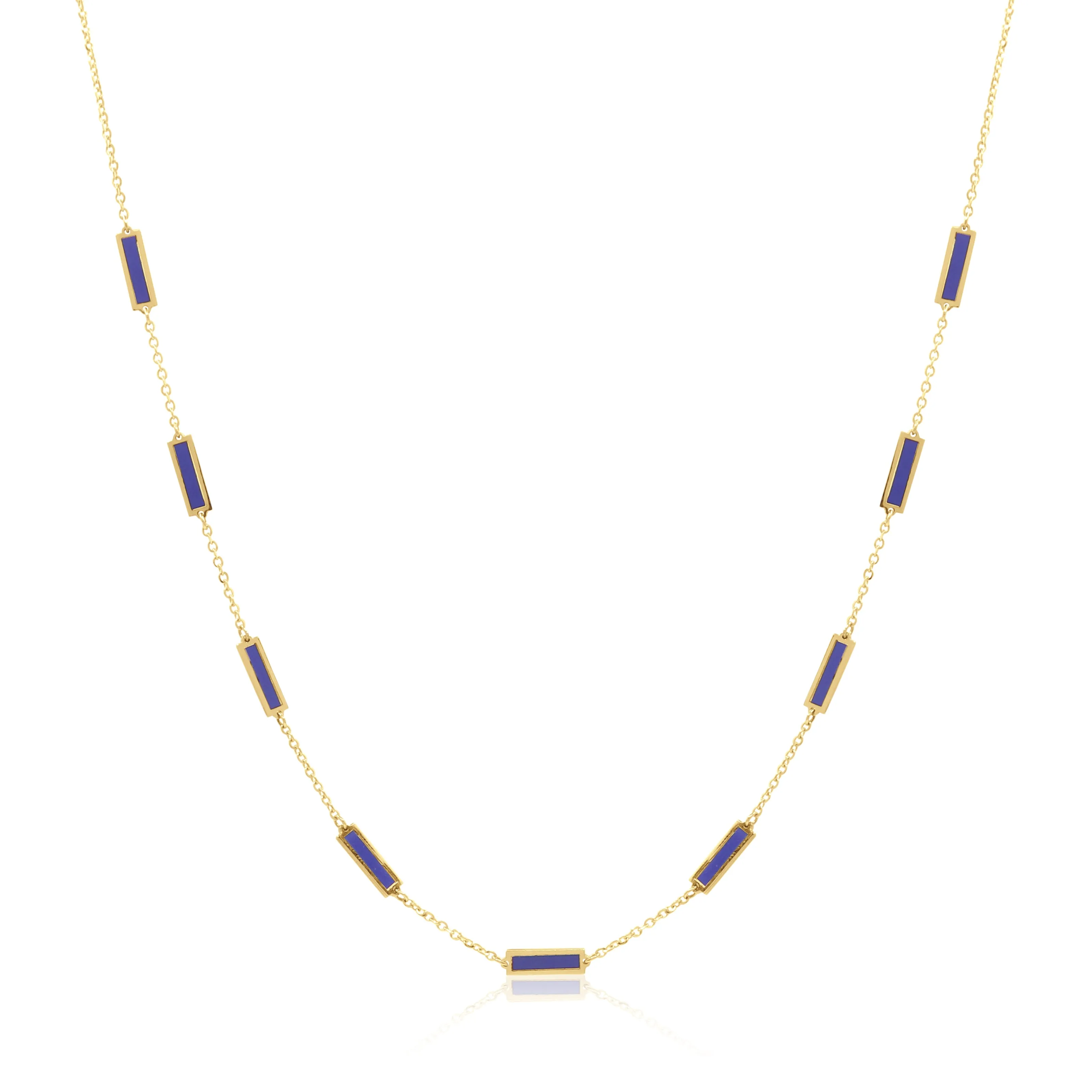 Stone Block Necklace - Lapis