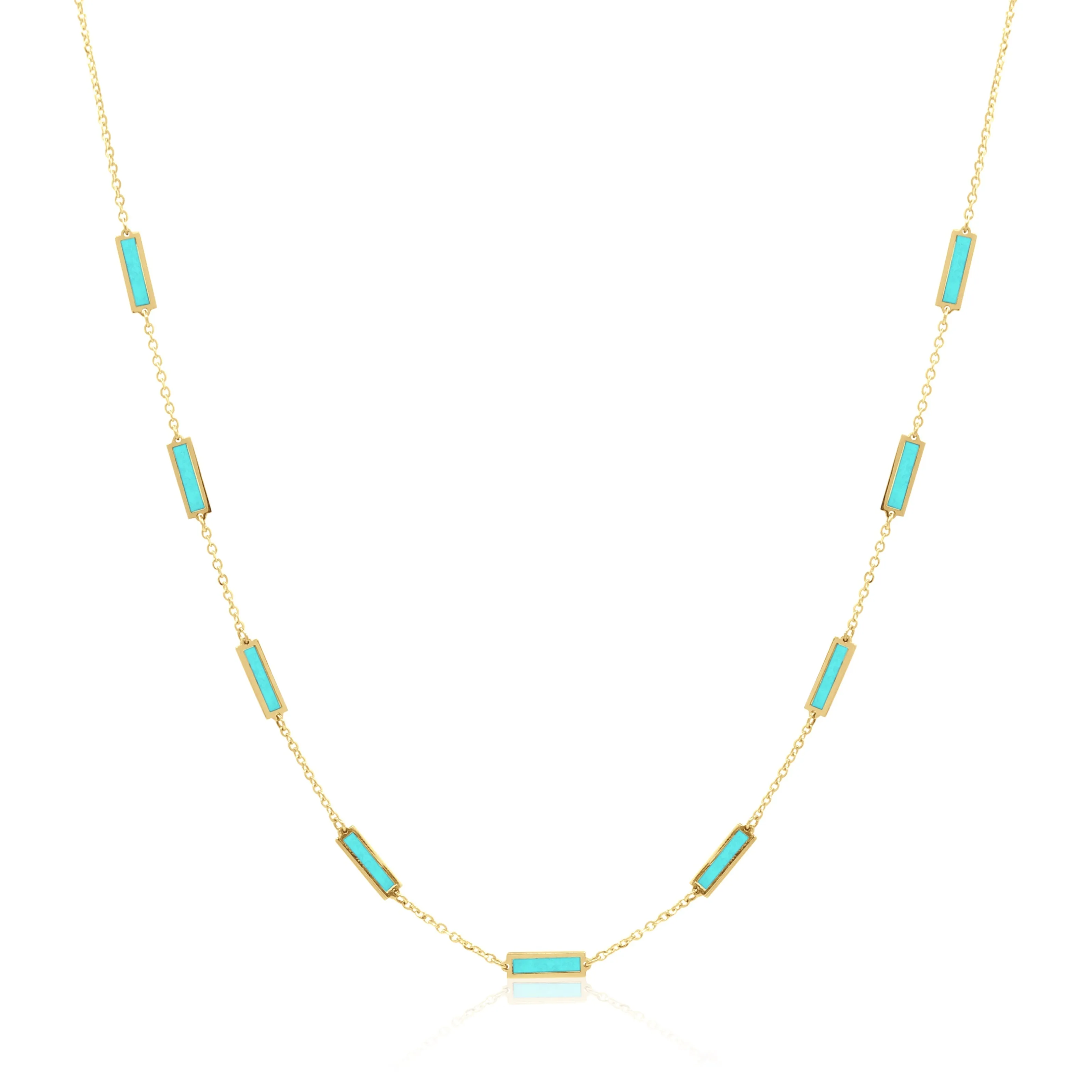 Stone Block Necklace - Malachite