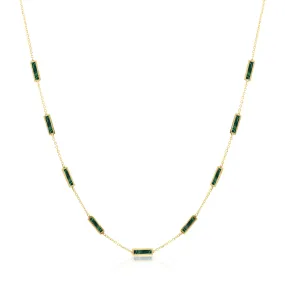 Stone Block Necklace - Malachite