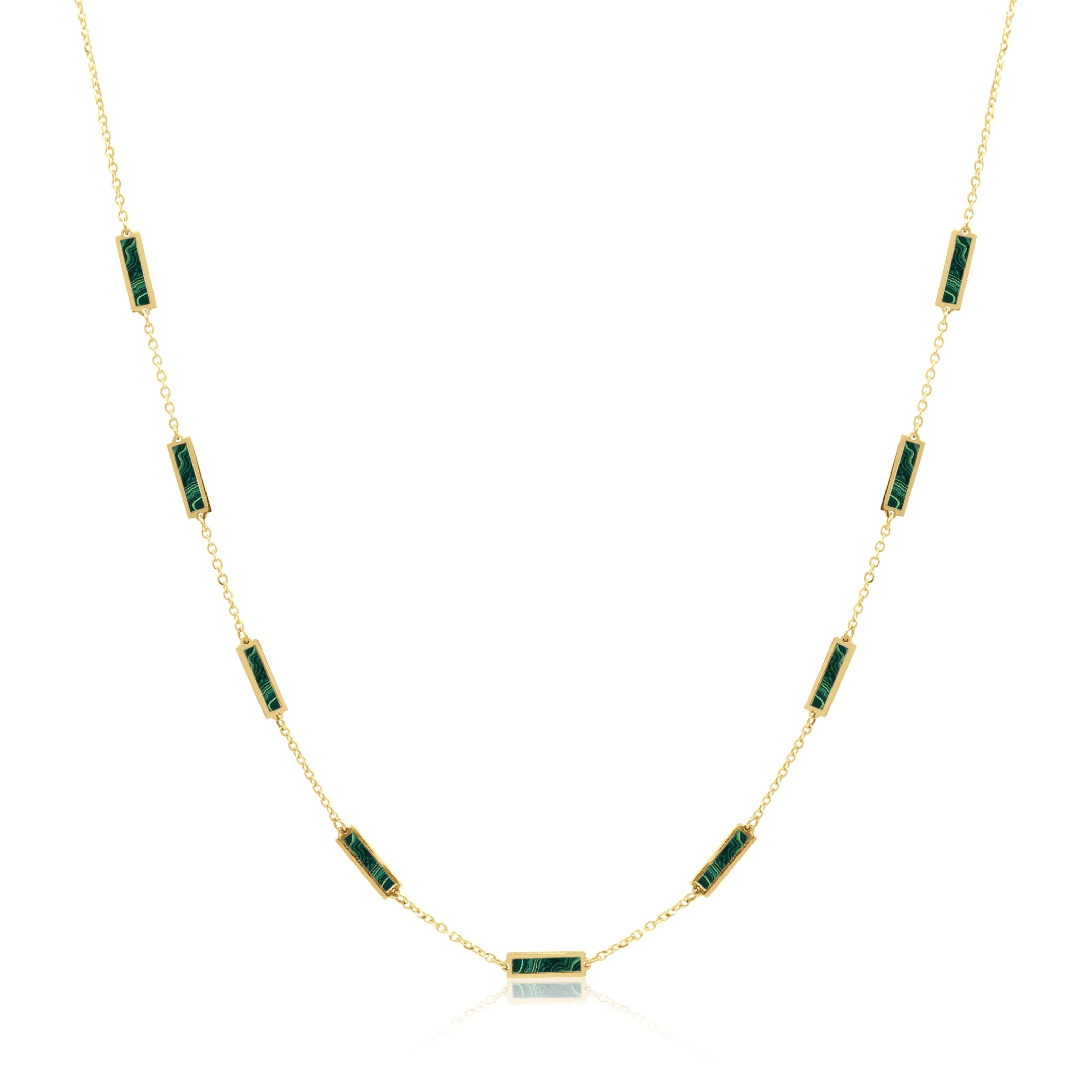 Stone Block Necklace - Malachite