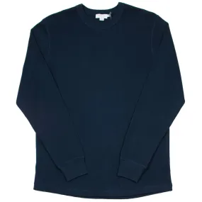 Sunspel - Long Sleeve Crew Neck Waffle T-shirt - Navy